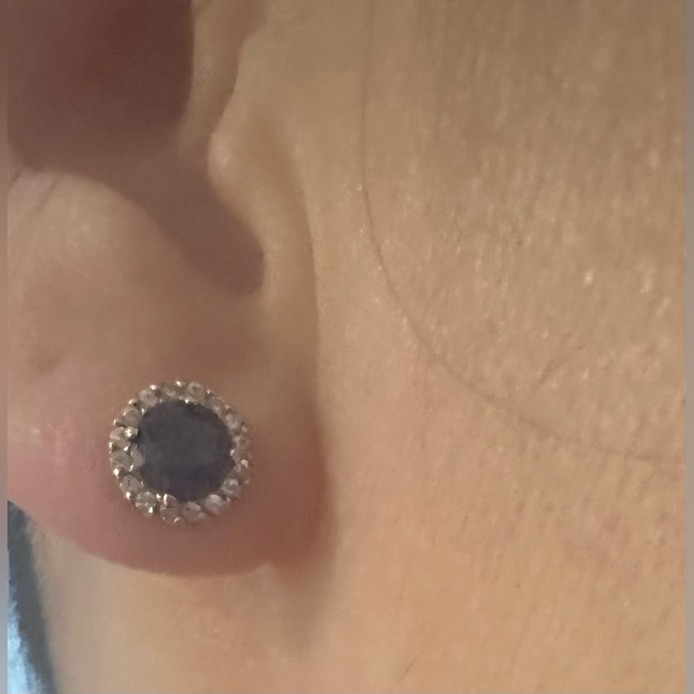 10K sapphire diamond  Earrings - Picture 10 of 11